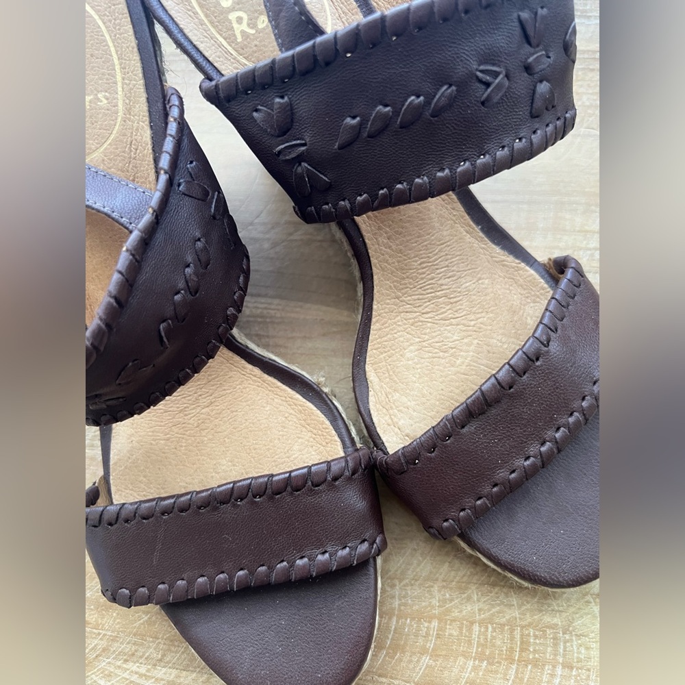 Jack Rogers Vanessa Raffia Heeled Espadrille In Brown Size 6.5 New - Picture 8 of 9